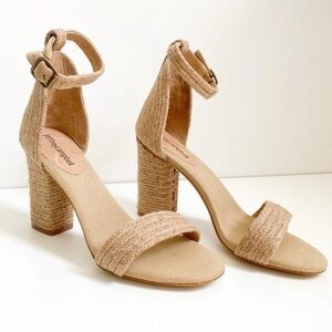Jeffrey Campbell Rowboat Block Heel Sandals Tan Size 7